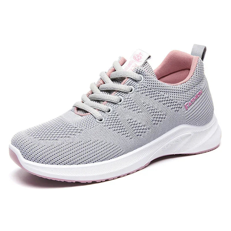 Breathable Fly Woven Mesh Running Shoes Women's Flat Soft Sole Sneakers - VAleG