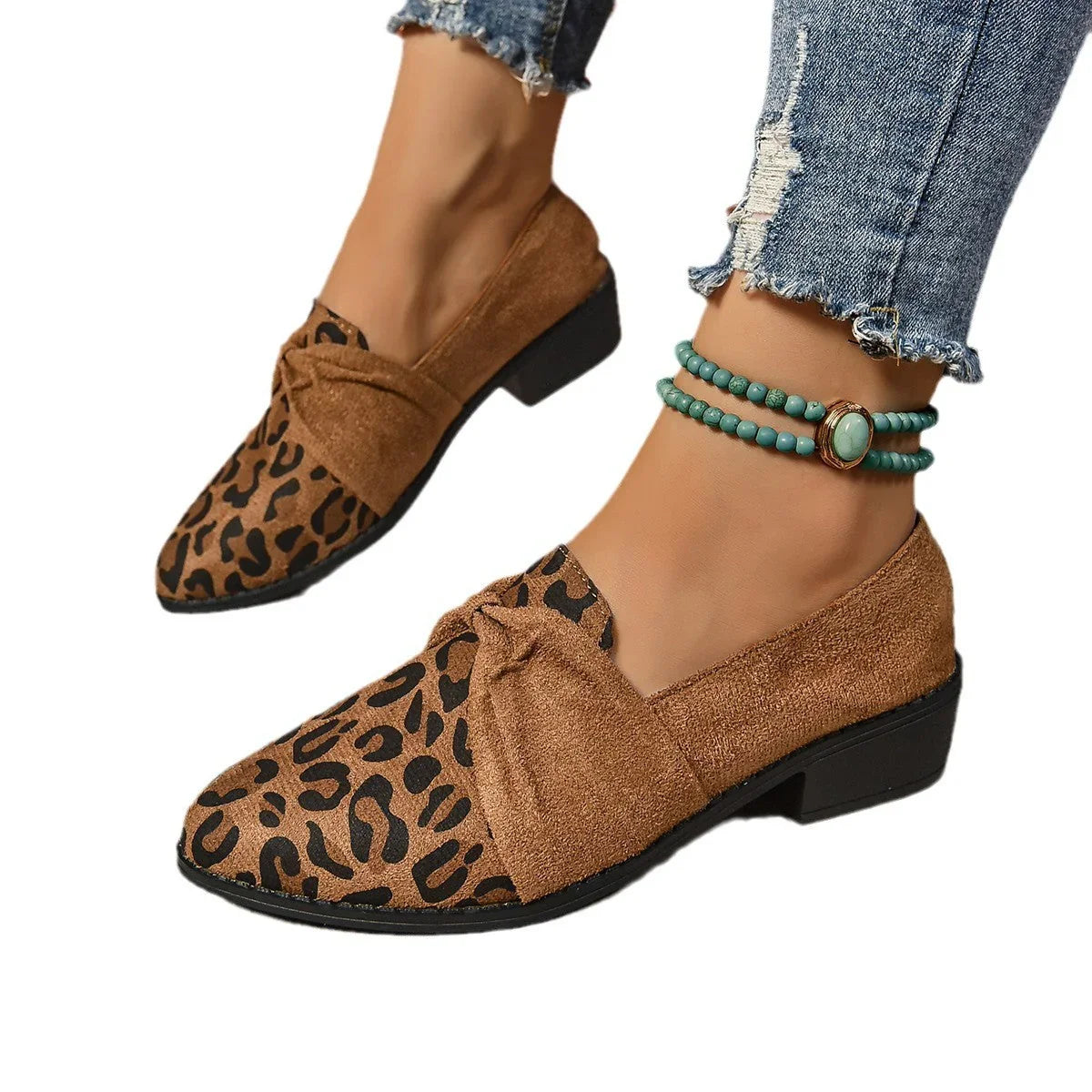 Women's Slip-on Leopard Print Casual Suede Slip-on Shoes - VAleG