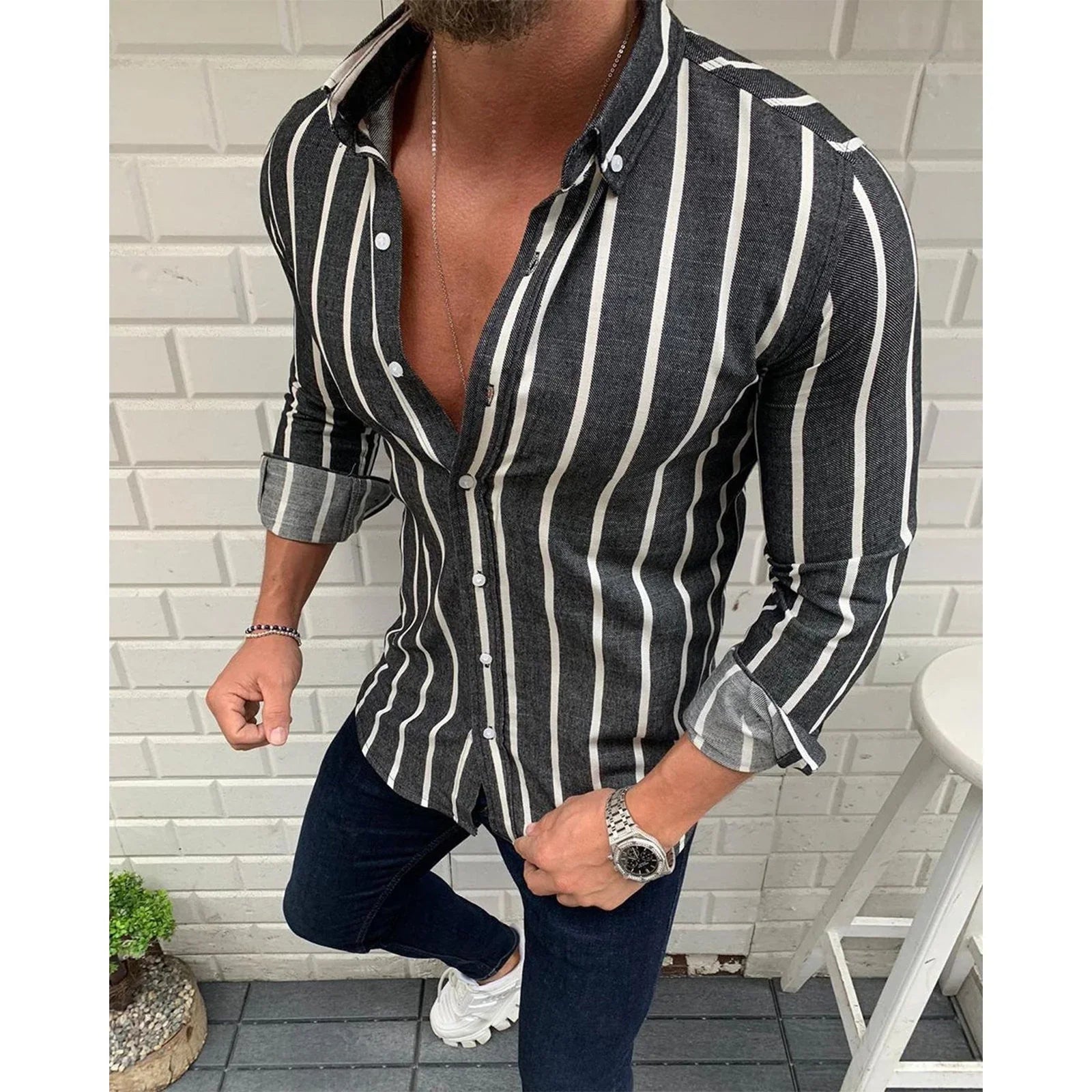 Men's Simple Casual Loose Shirt - VAleG