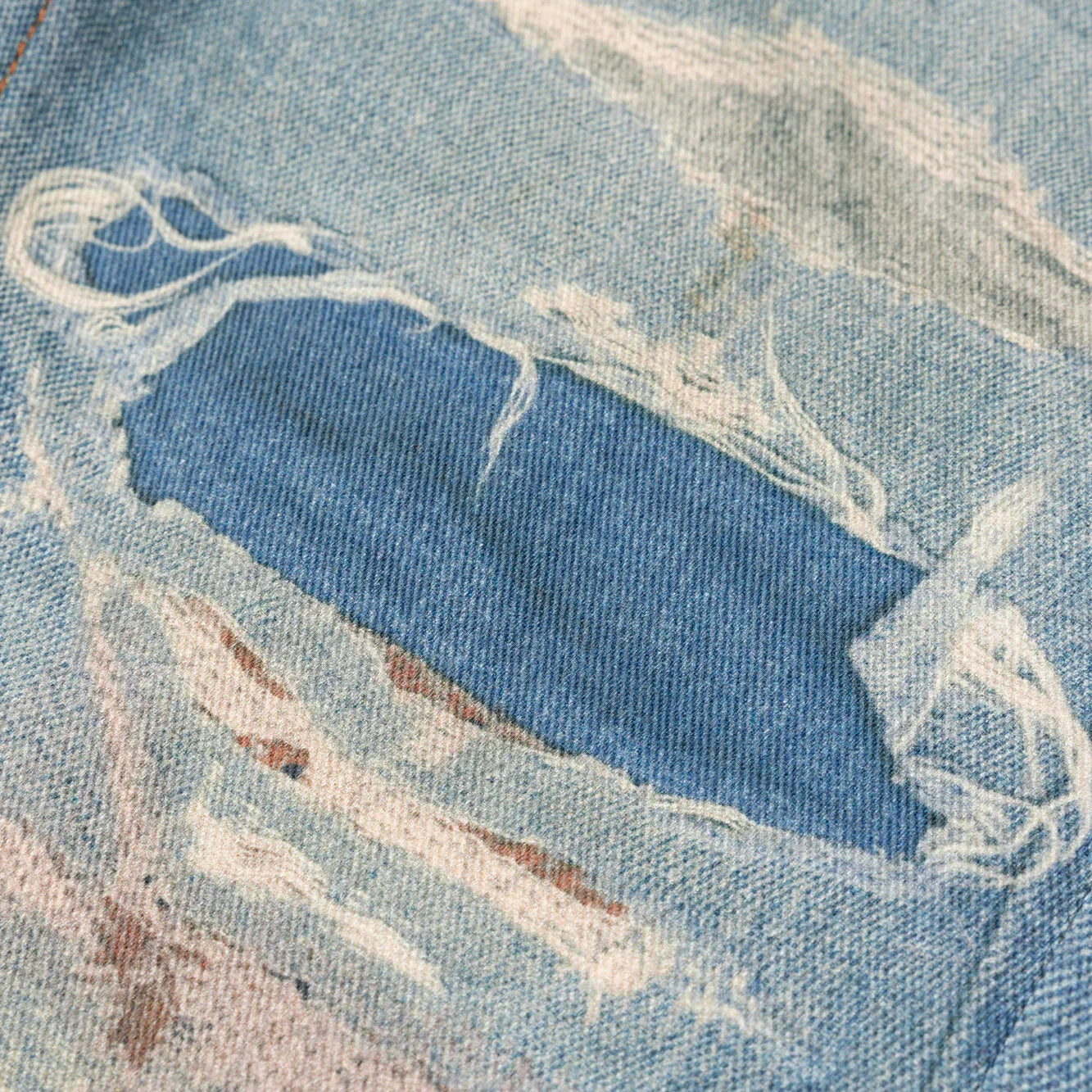 Digital Direct Injection Printing Vintage Washed Distressed Straight Jeans - VAleG