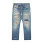 Digital Direct Injection Printing Vintage Washed Distressed Straight Jeans - VAleG