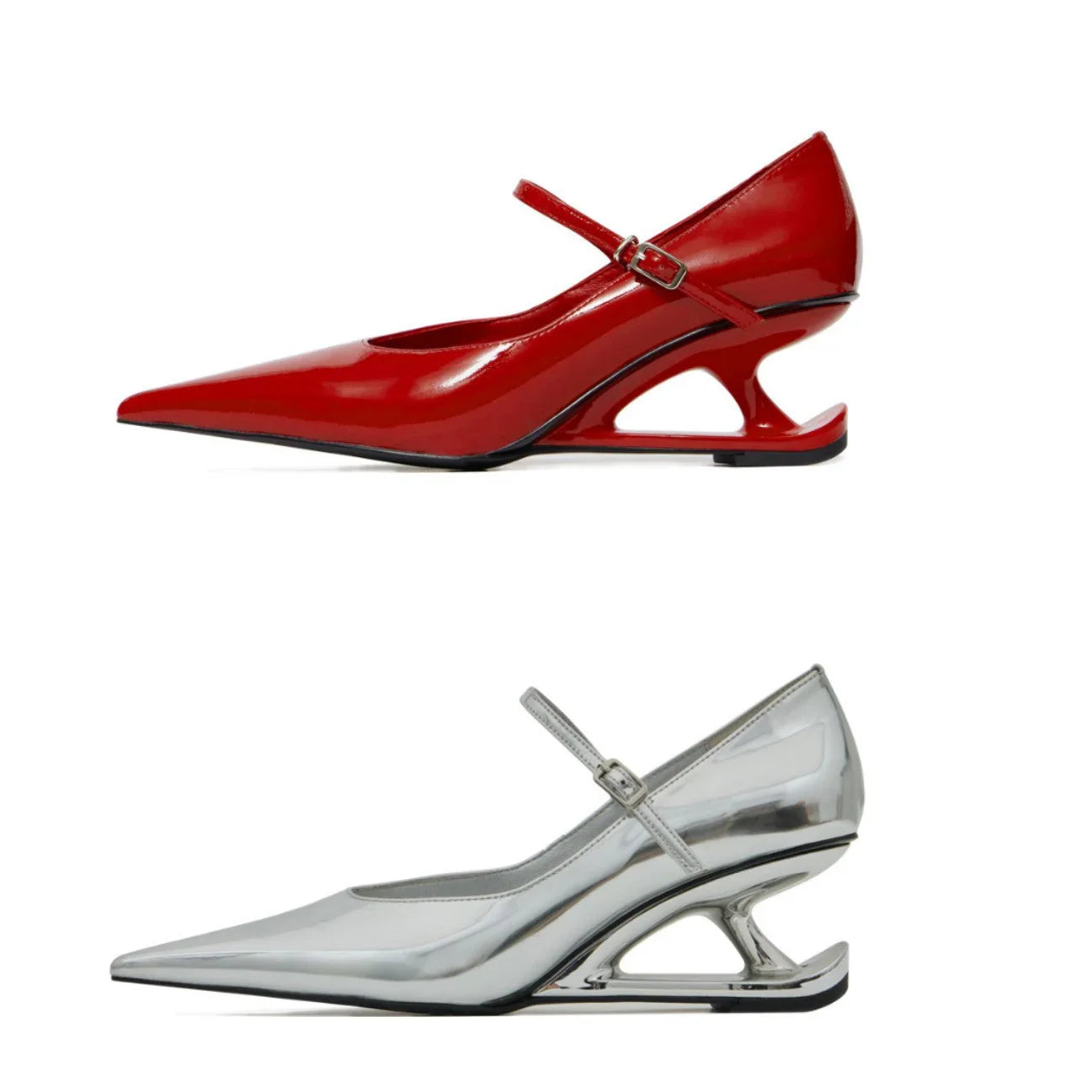 Heel Mary Jane Leather Shoes - VAleG