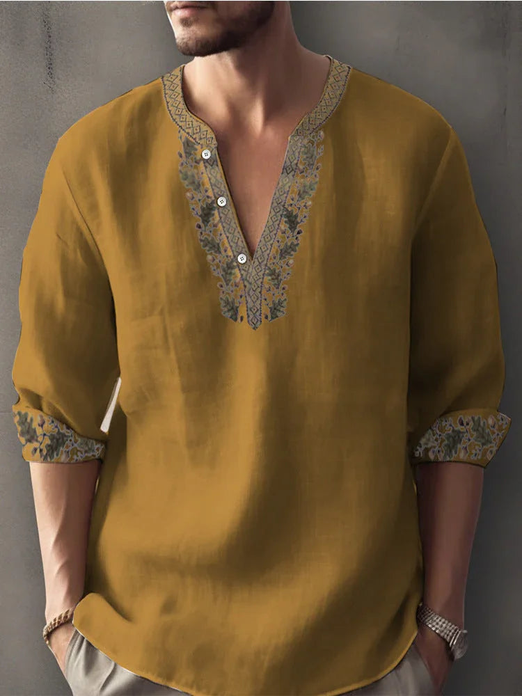 3D Digital Printing Bamboo Linen Long Sleeve European And American - VAleG