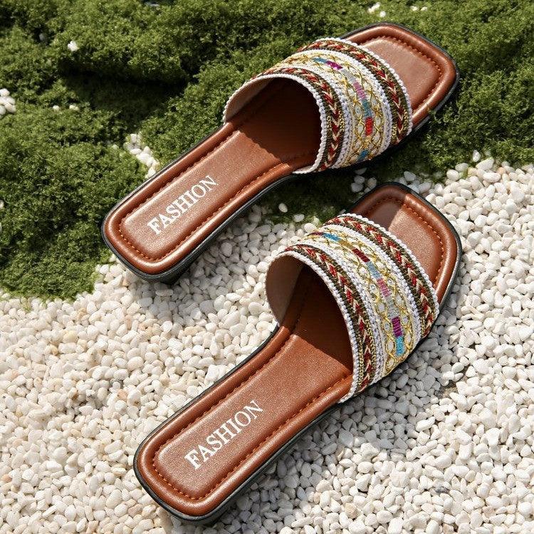 Breathable Bohemian Style Slip-on Peep-toe Slippers - VAleG