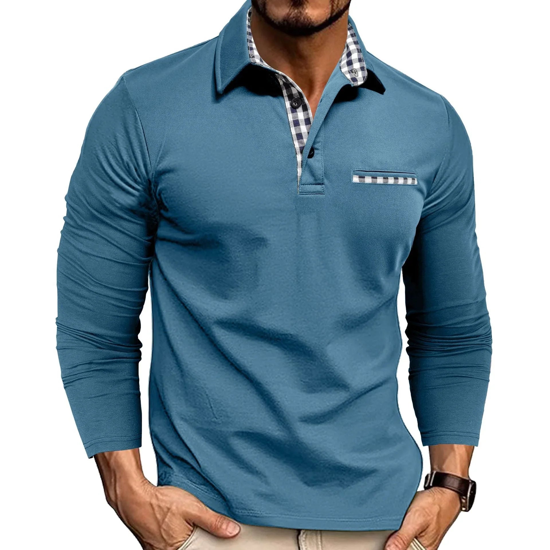 Men's Casual Fashion Colorblock Polo Shirt - VAleG