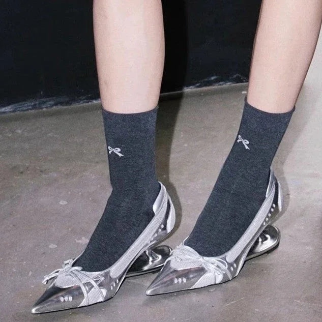 Retro Racing Shoes Suspension Profiled Heel Pointed Low-cut High Heels - VAleG