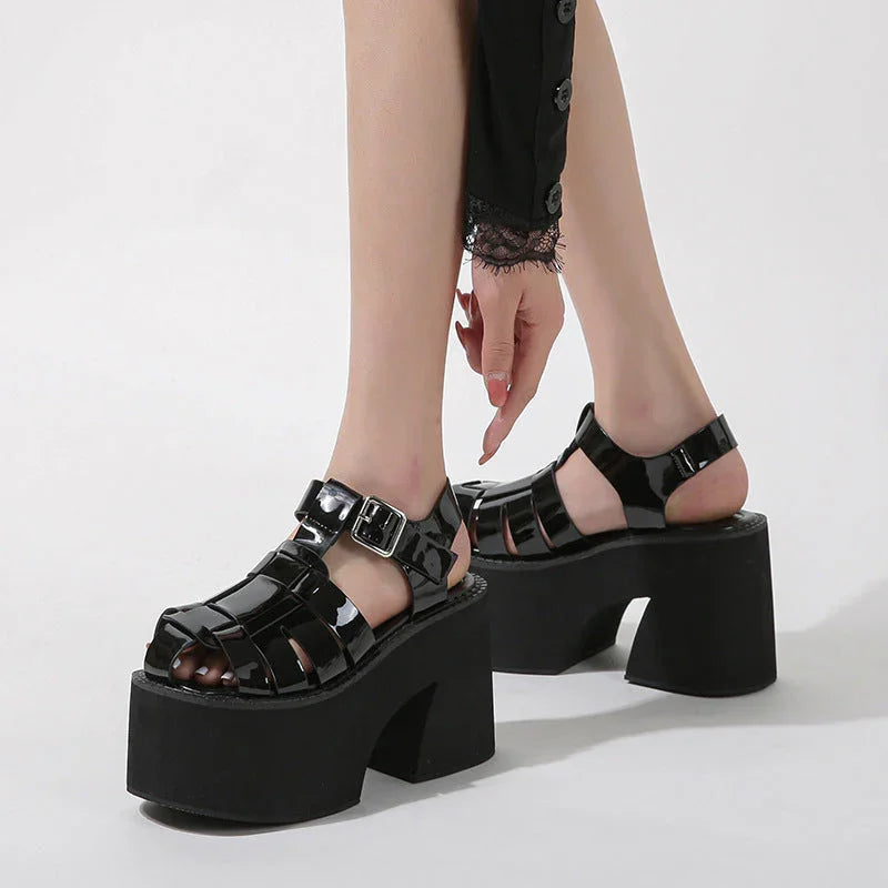 Summer Chunky Heel Platform High Heel Sandals Muffin - VAleG