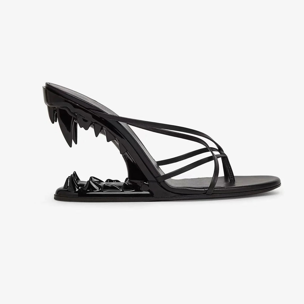 Tooth Profiled Heel Women's High Heel Slippers - VAleG
