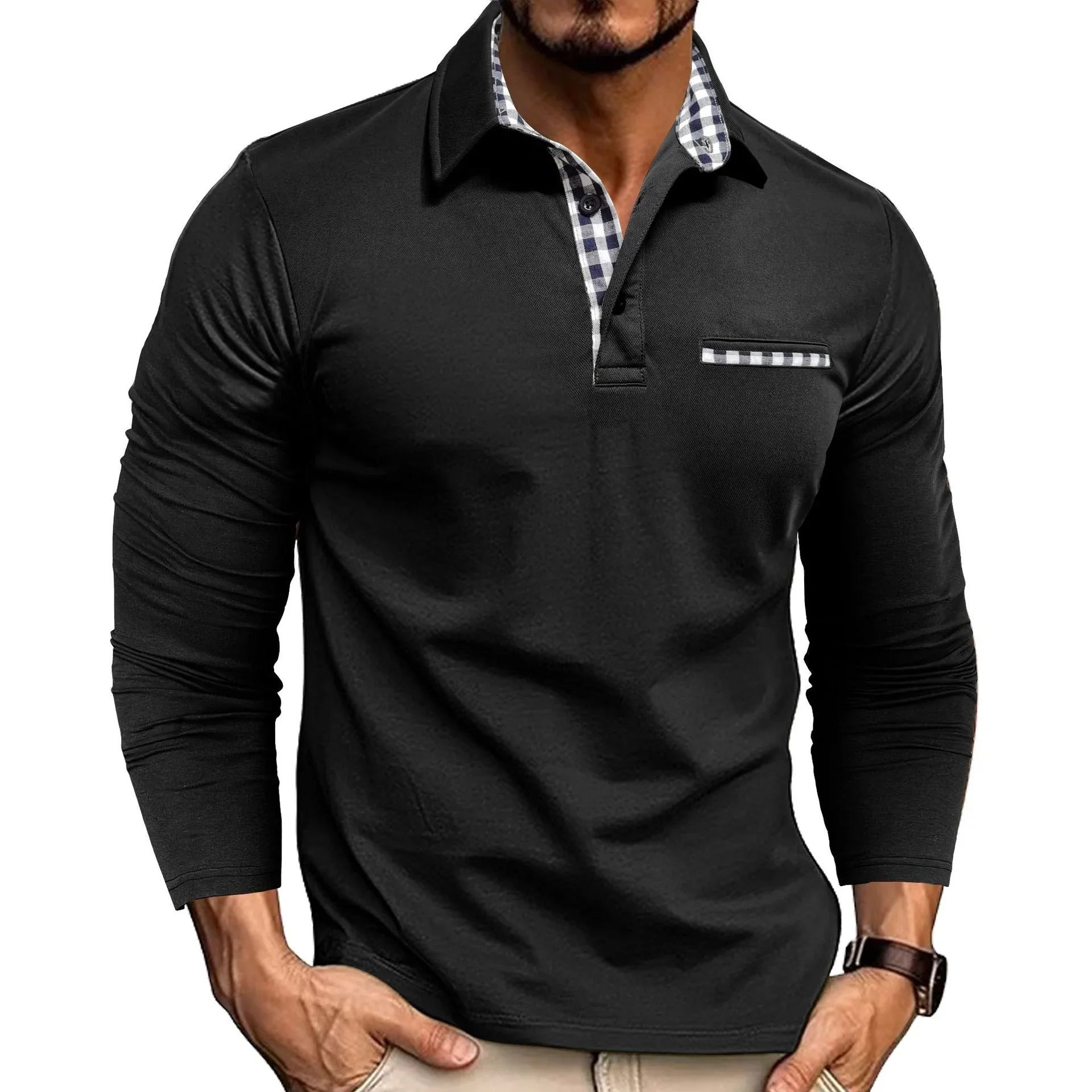 Men's Casual Fashion Colorblock Polo Shirt - VAleG