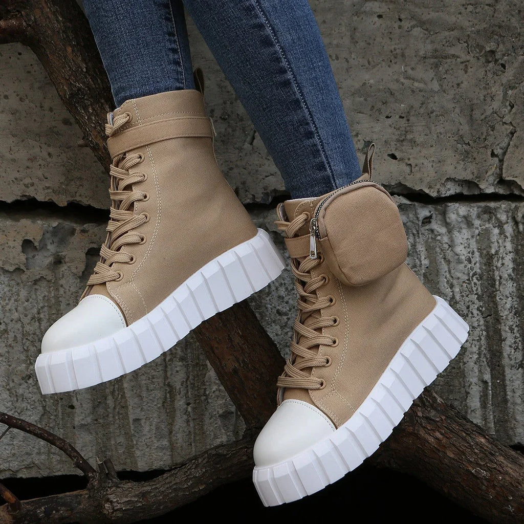 New Bags Fashionable Breathable High-top Canvas Shoes For Women - VAleG