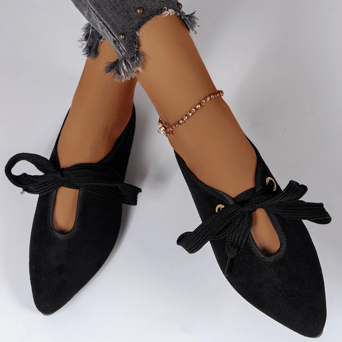 Low-cut Pumps Flat Casual Shoes Bow - VAleG