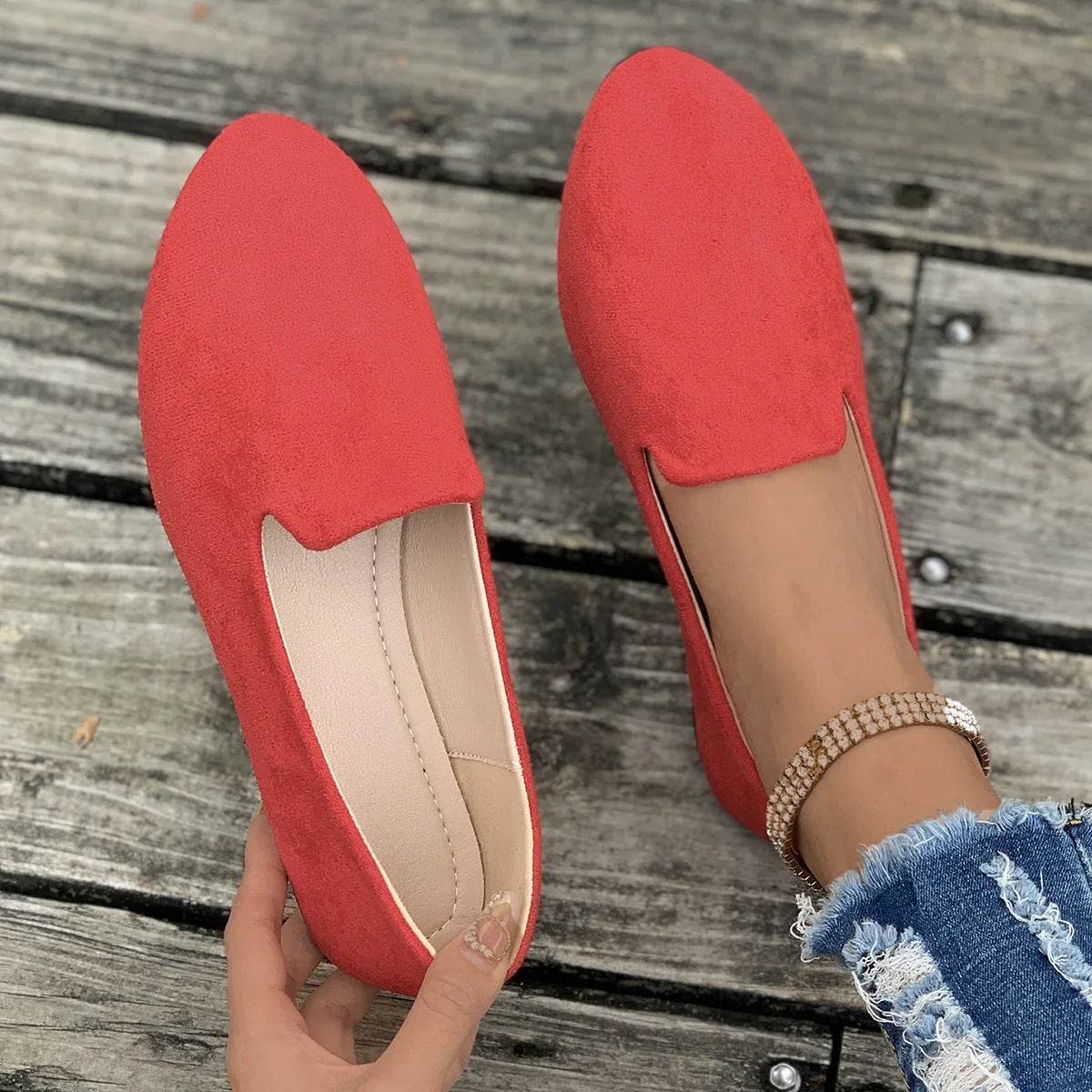 Women's Leisure Thin Shoes Low-cut Flat Round Head - VAleG