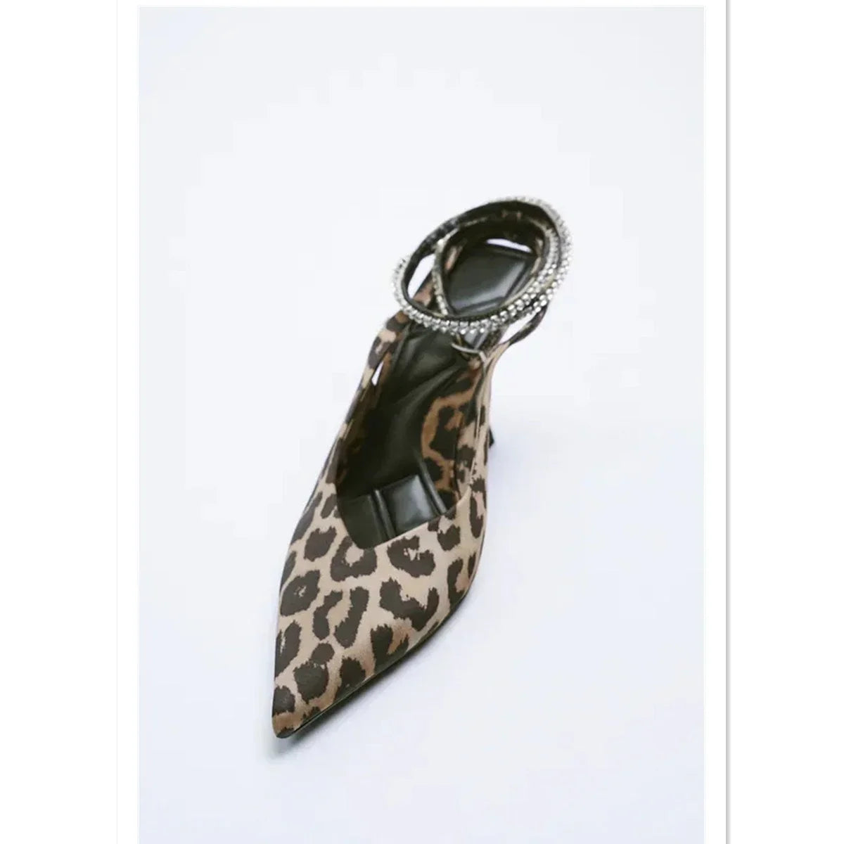 Personalized Leopard Print Suede Mid Heel Pointed Toe Strap Sandals - VAleG