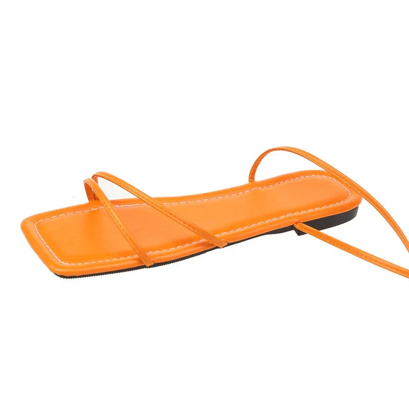 European And American Ankle Ring Bandage Cloth Flat Sandals Women's Summer - VAleG