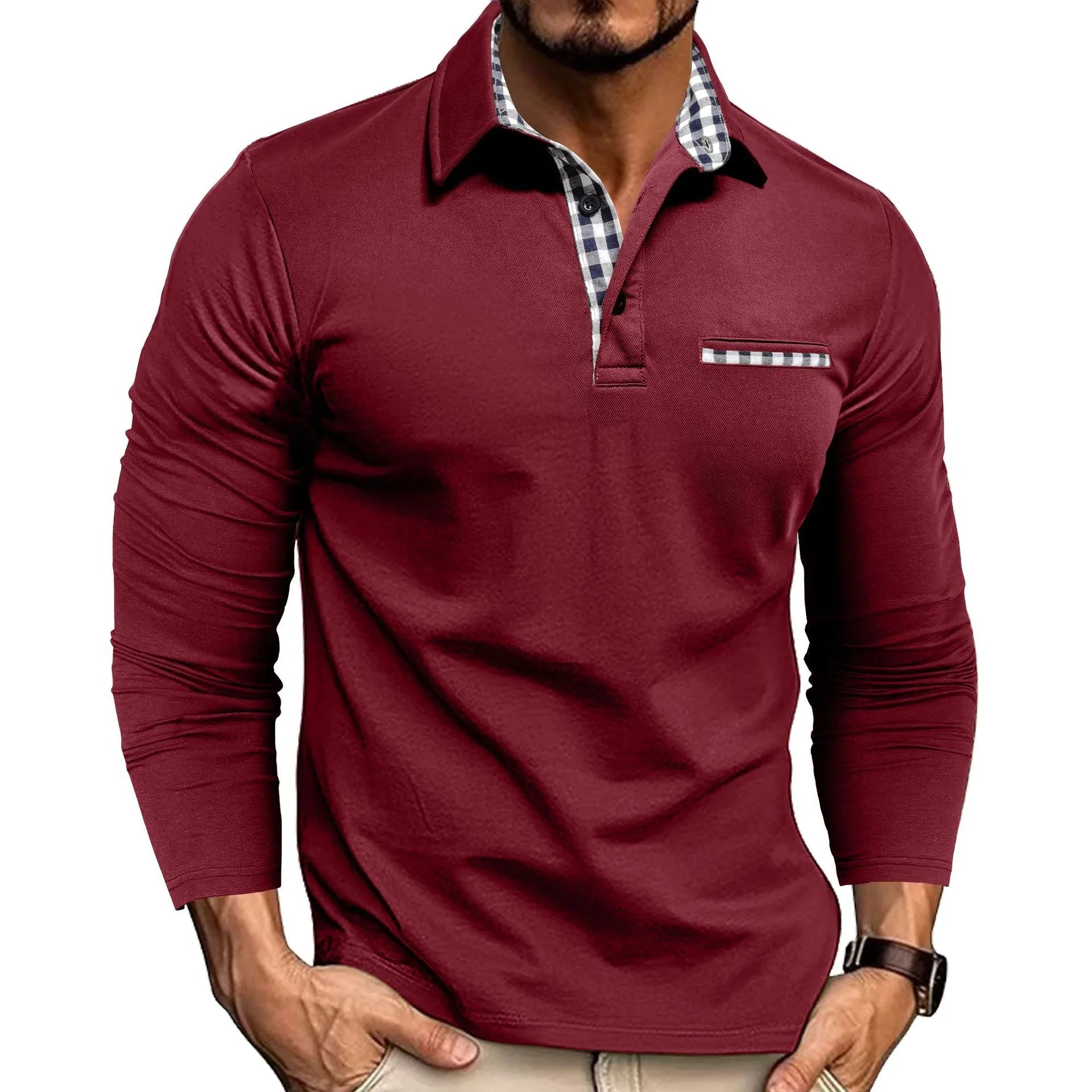 Men's Casual Fashion Colorblock Polo Shirt - VAleG