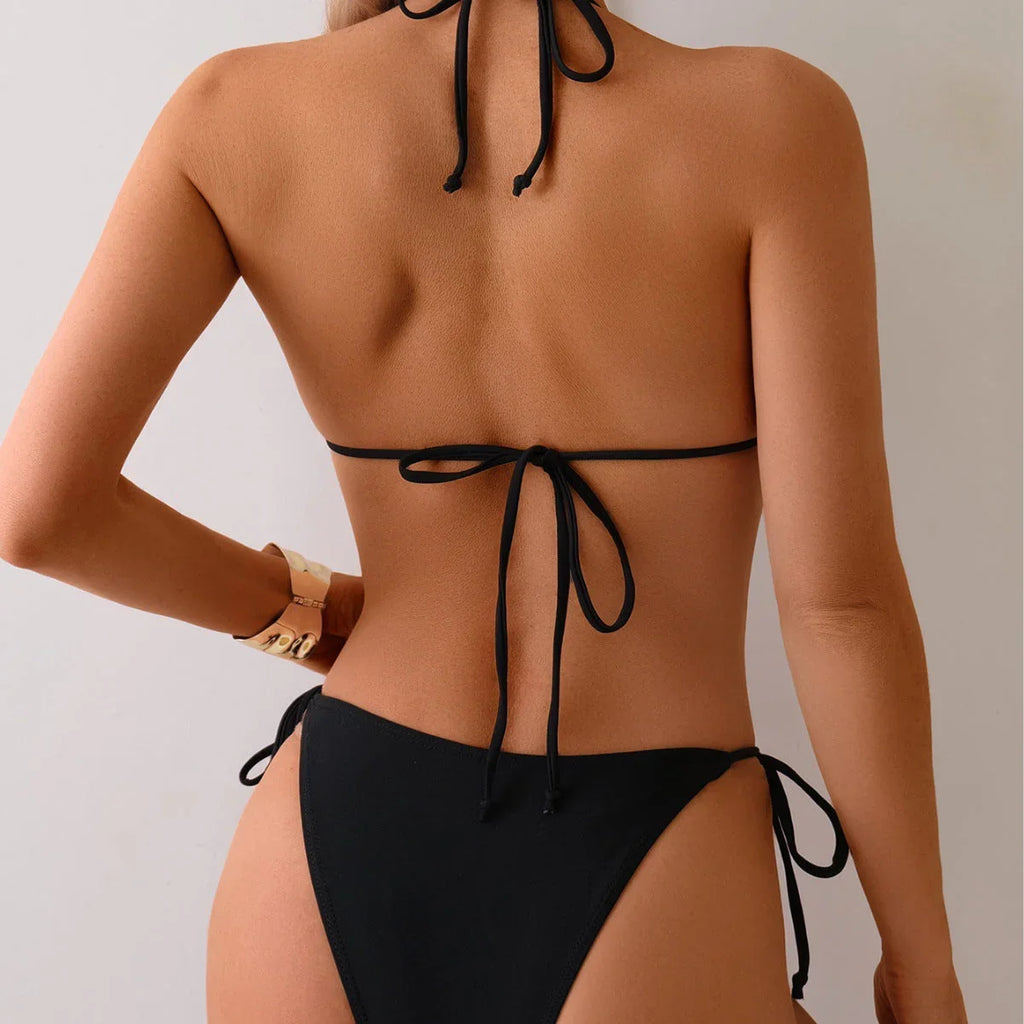 Bikini Swimsuit Women's Metal Bead Split Swimsuit - VAleG