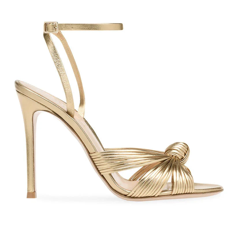 European And American Ladies Plus Size Light Gold PU Stiletto Heels - VAleG