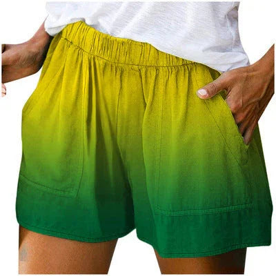 Women's Fashion Gradient Color Pocket Wide Leg Shorts - VAleG