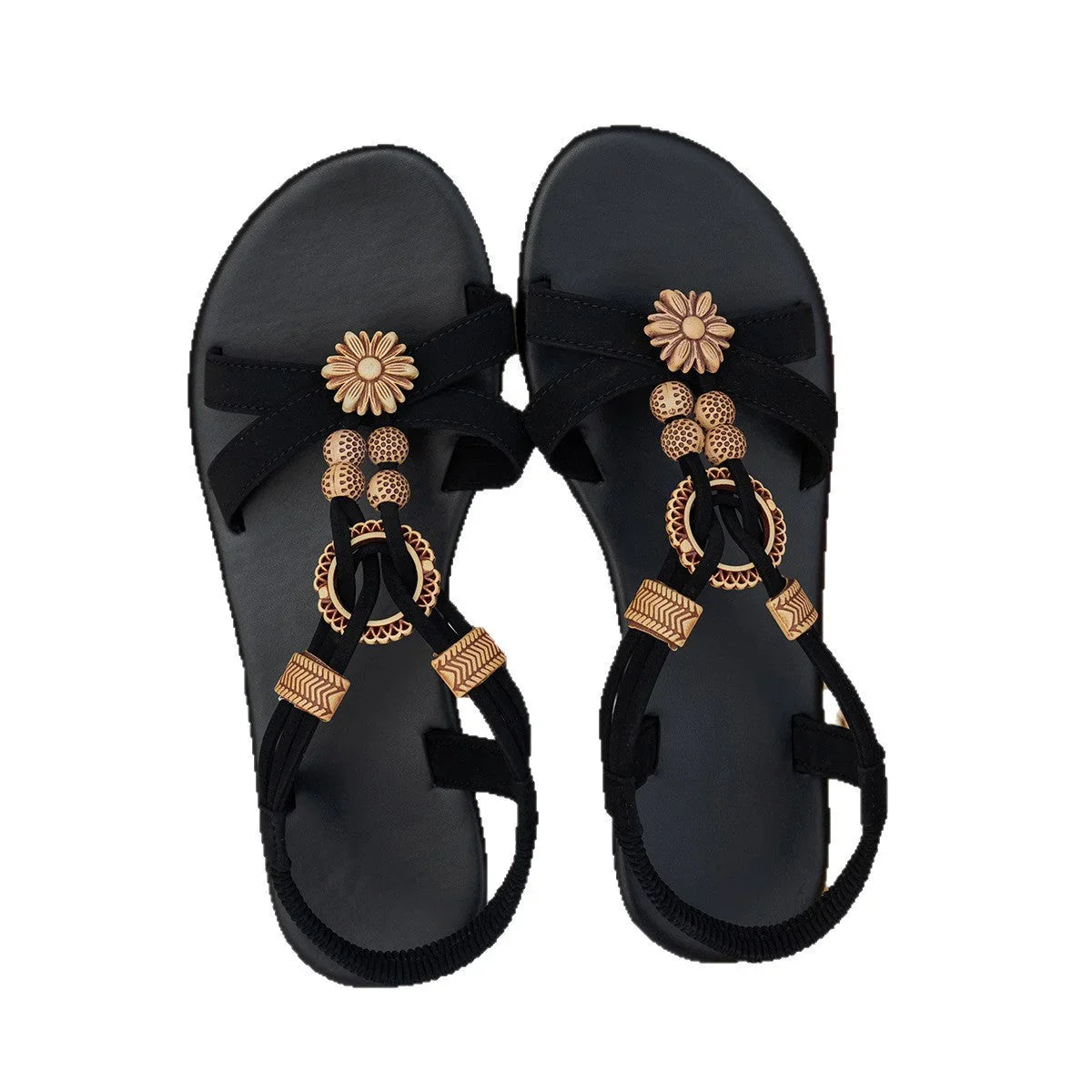 Ethnic Style Flat Women's Beaded Weave Open Toe Beach Sandals - VAleG