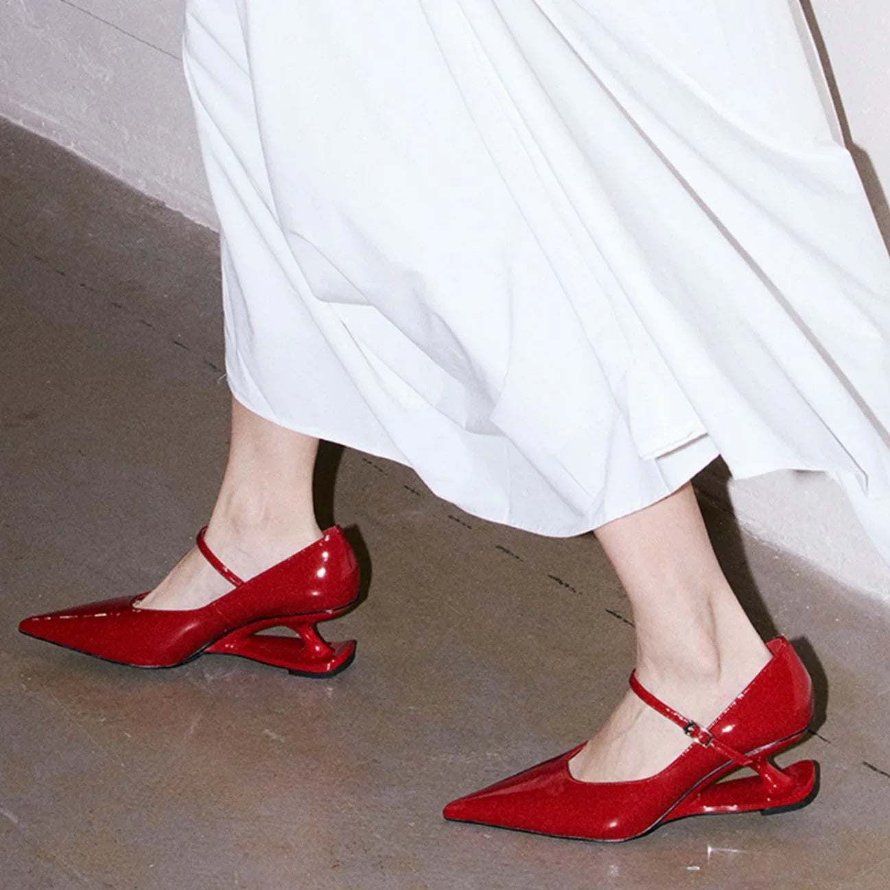 Heel Mary Jane Leather Shoes - VAleG