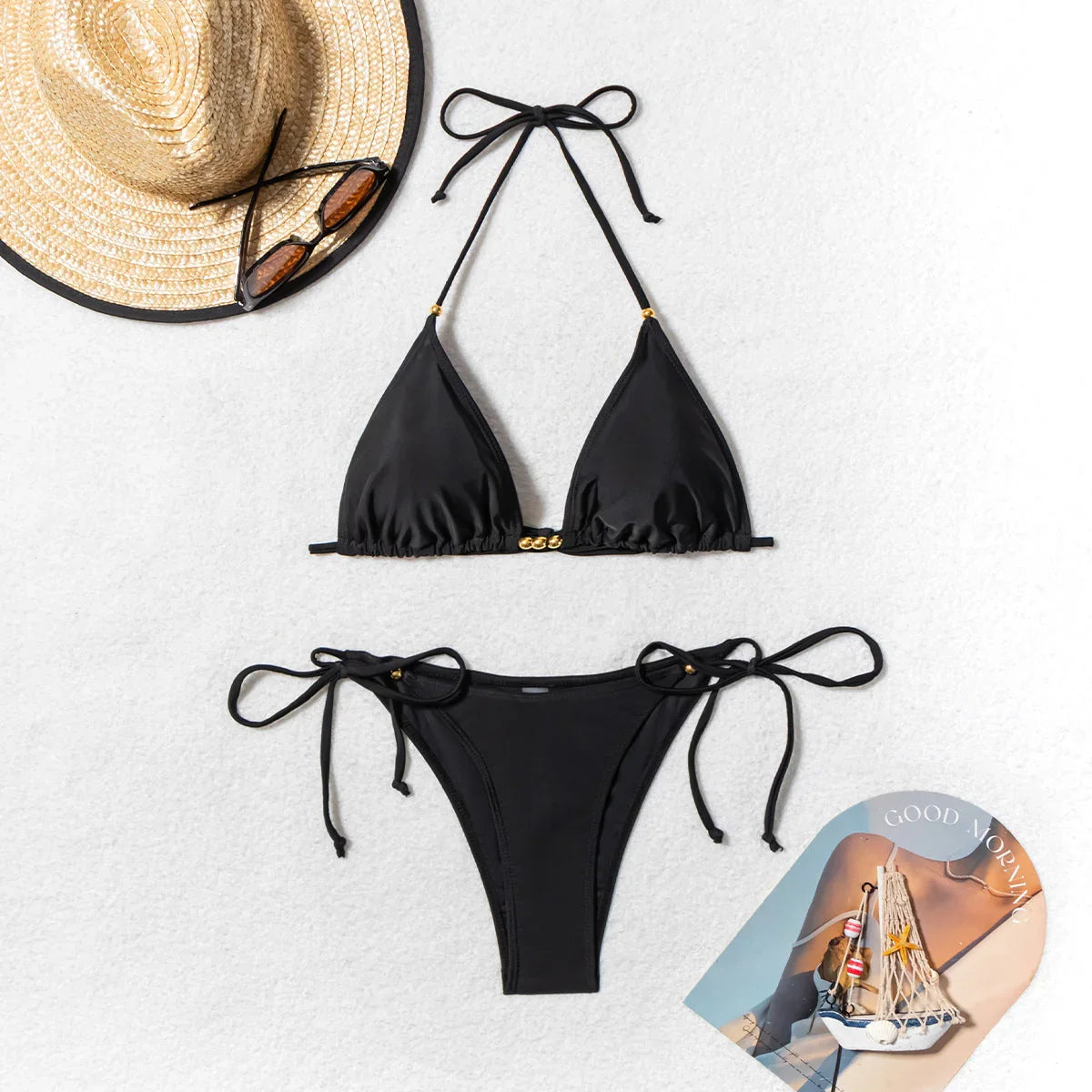 Bikini Swimsuit Women's Metal Bead Split Swimsuit - VAleG