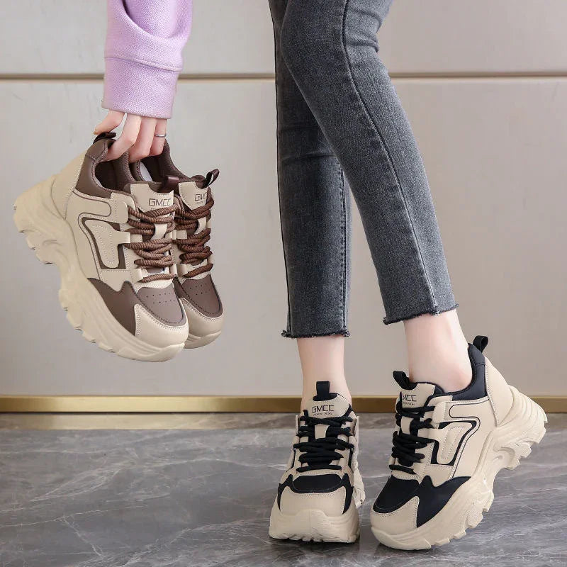 Spring And Autumn Thick Bottom Internet Hot Dad Shoes Women's Height Increasing Insole - VAleG