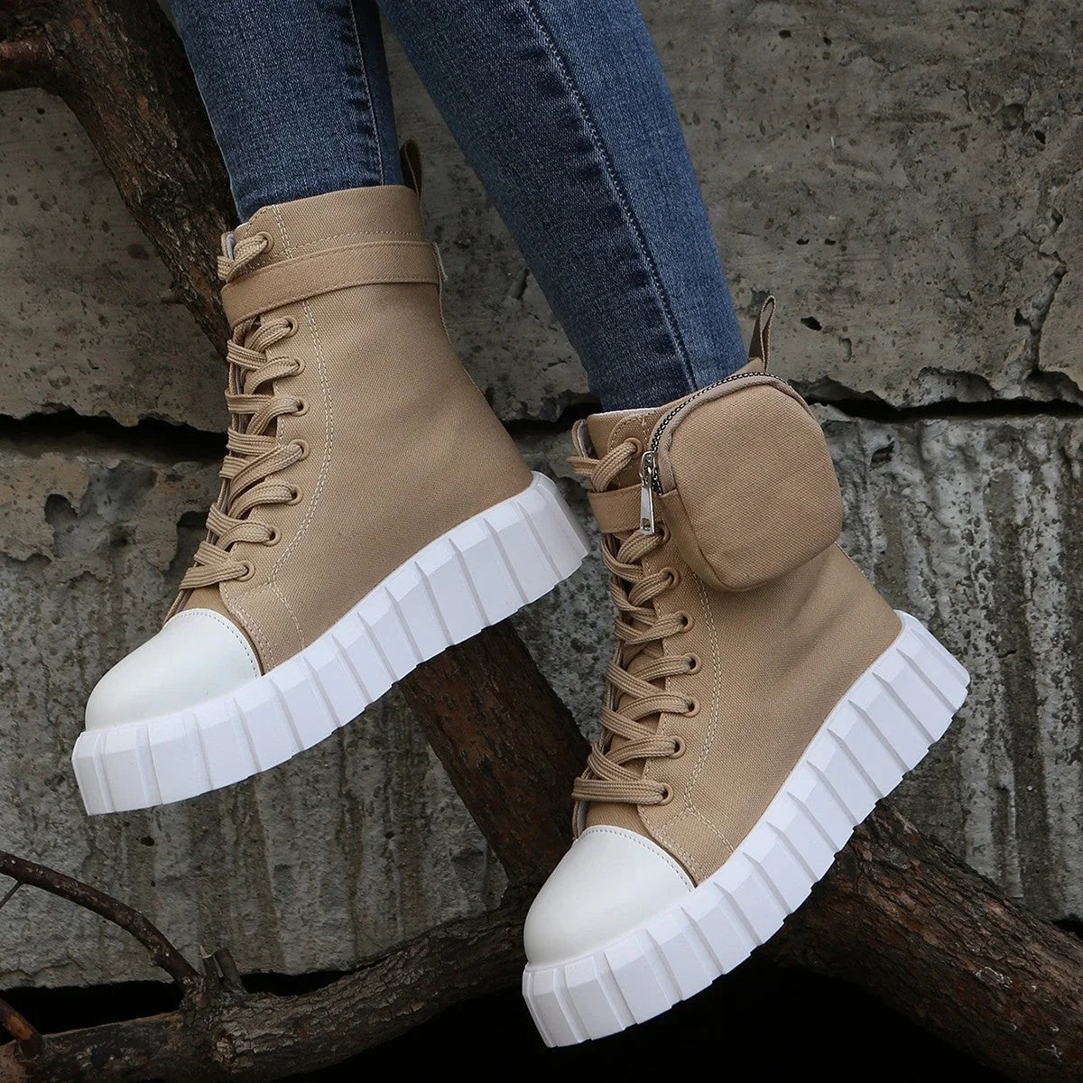 New Bags Fashionable Breathable High-top Canvas Shoes For Women - VAleG