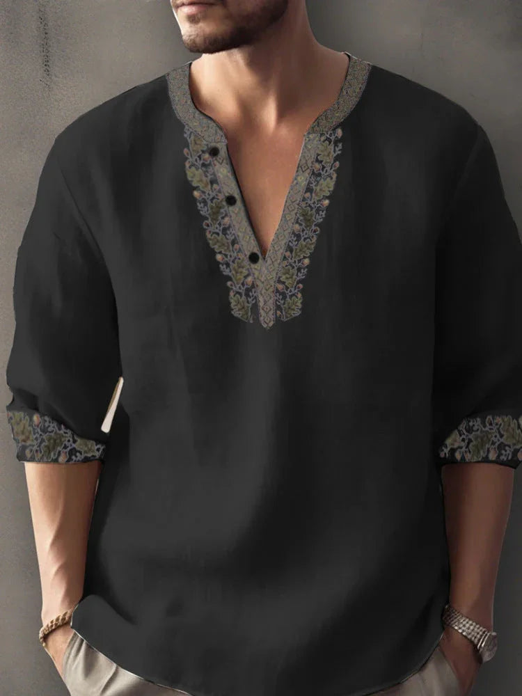 3D Digital Printing Bamboo Linen Long Sleeve European And American - VAleG