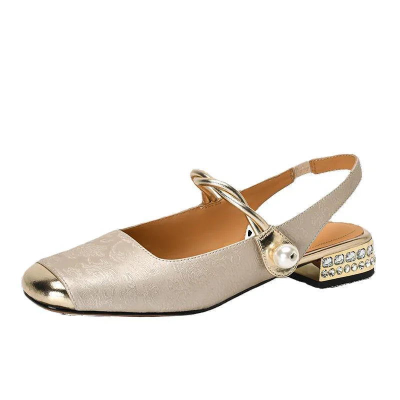 Women's Chinese Style Traditional For Cheongsam Square Toe Cap Sandals - VAleG