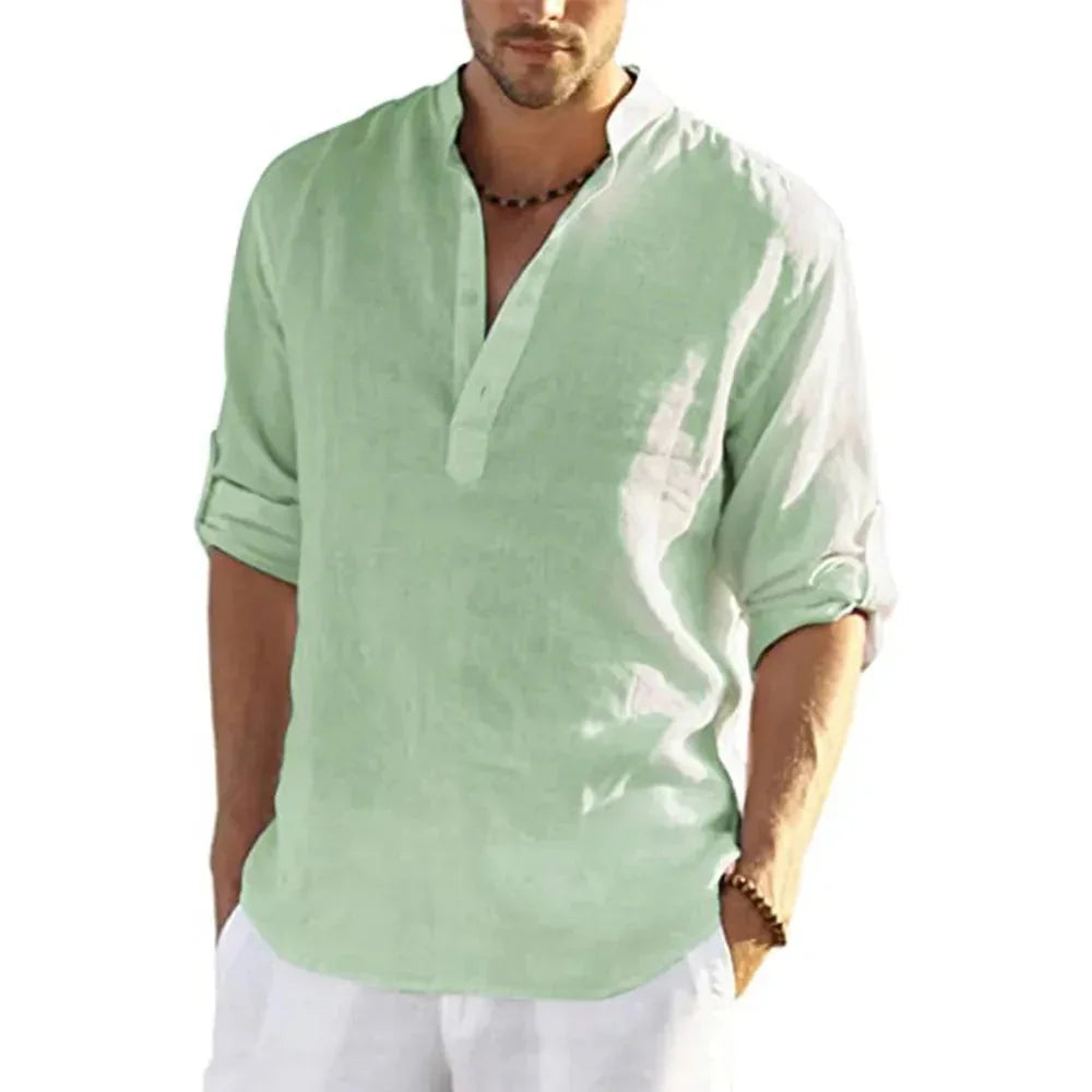 Casual Linen Shirt Solid Color - VAleG