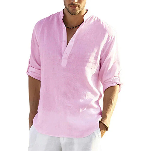 Casual Linen Shirt Solid Color - VAleG