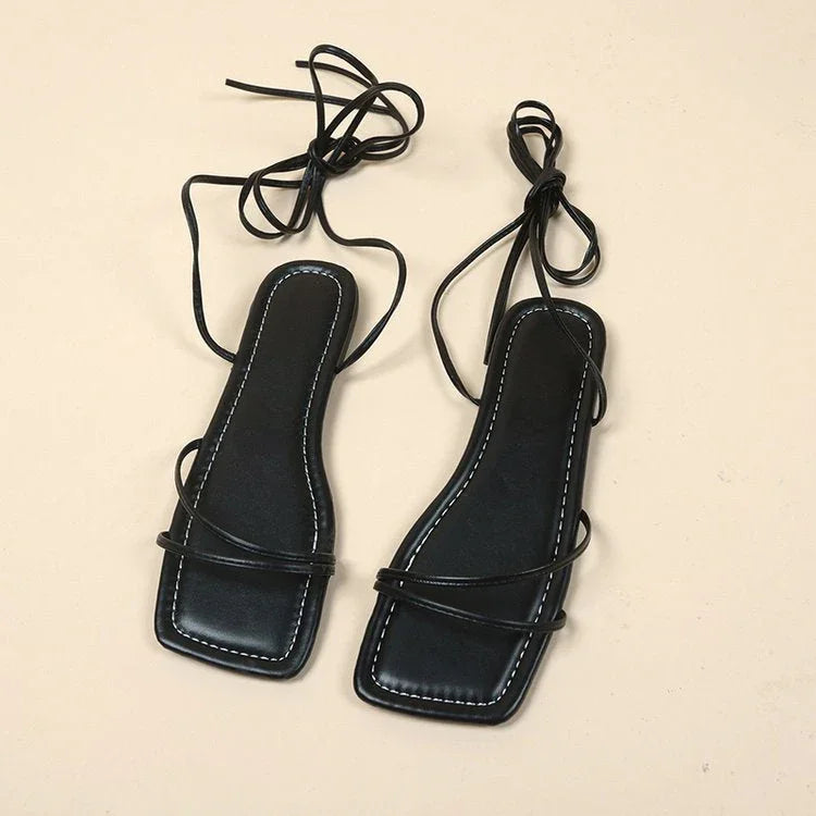 European And American Ankle Ring Bandage Cloth Flat Sandals Women's Summer - VAleG