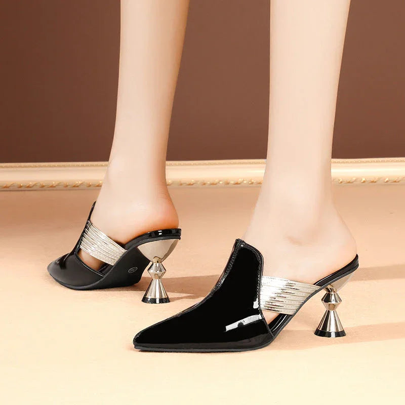 Fashionable Chunky Heel One-line Fashion Women's Shoes - VAleG