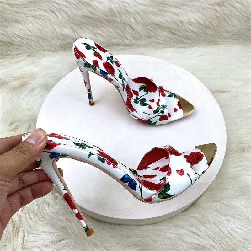 Summer Slippers High Heels 12CM Pointed Stiletto Heel - VAleG