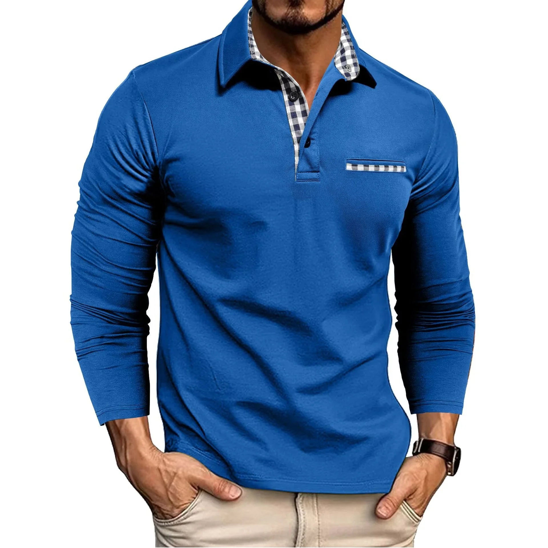 Men's Casual Fashion Colorblock Polo Shirt - VAleG