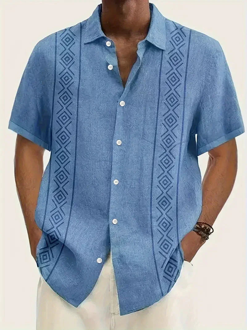 Simple Striped Element 3D Printing Stylish Cardigan Shirt - VAleG