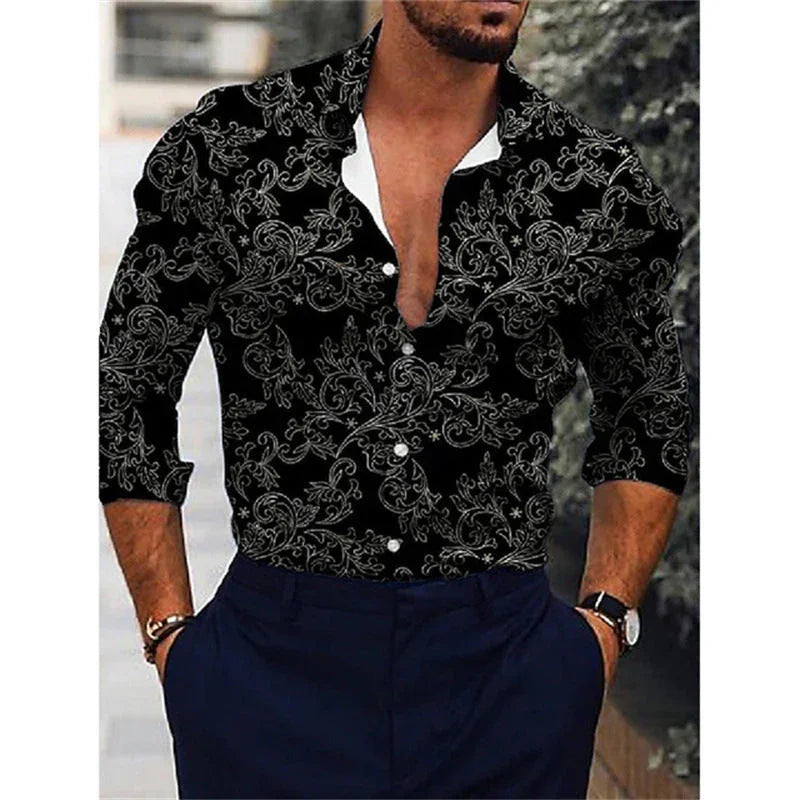 Men's Gradient 3D Printed Long-sleeved Shirt - VAleG