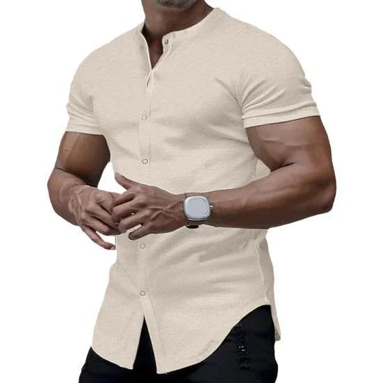 Solid Color Shirt Korean Summer New Button Short Sleeve - VAleG