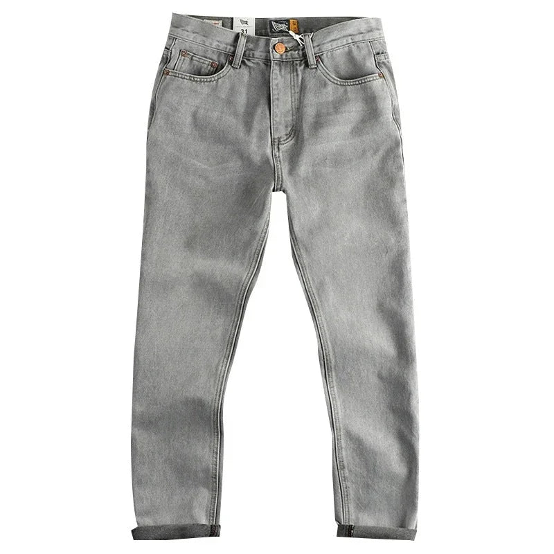 Retro Washed Distressed Cement Gray Jeans For Men - VAleG