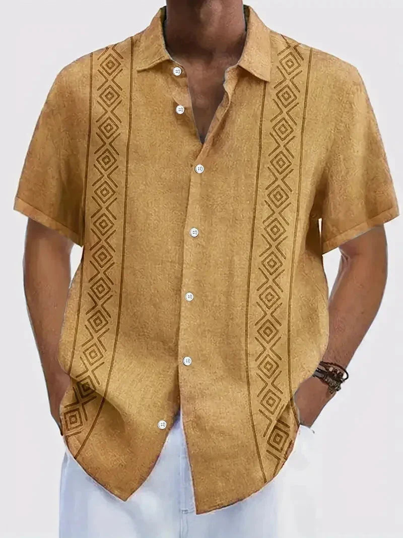 Simple Striped Element 3D Printing Stylish Cardigan Shirt - VAleG