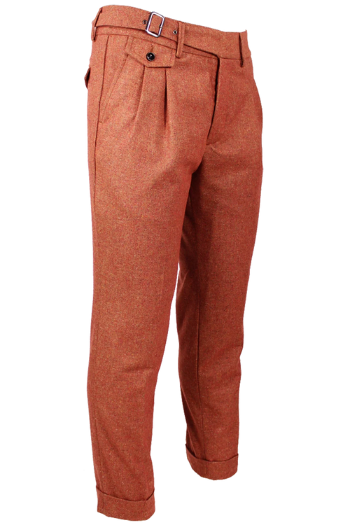 Pantalone Uomo con Due Pinces in Lana Aragosta - Sartoria Italiana