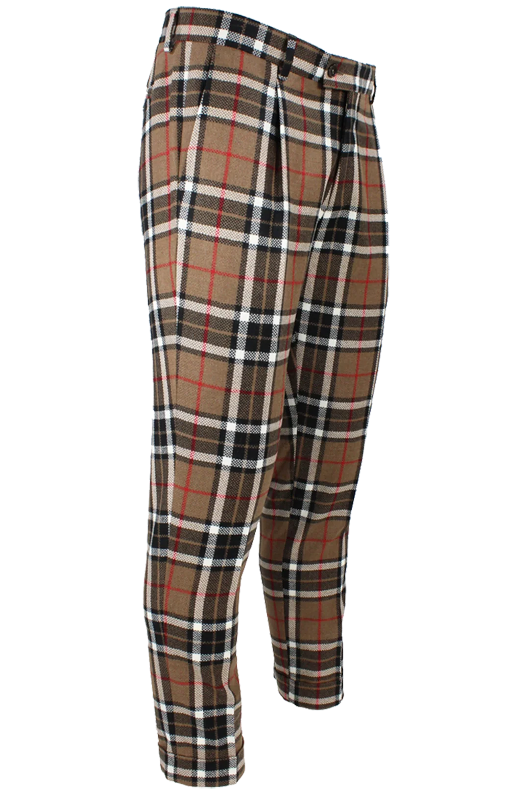 Pantalone con Pince in Lana Tartan - Made in Italy | PROGETTO DUE