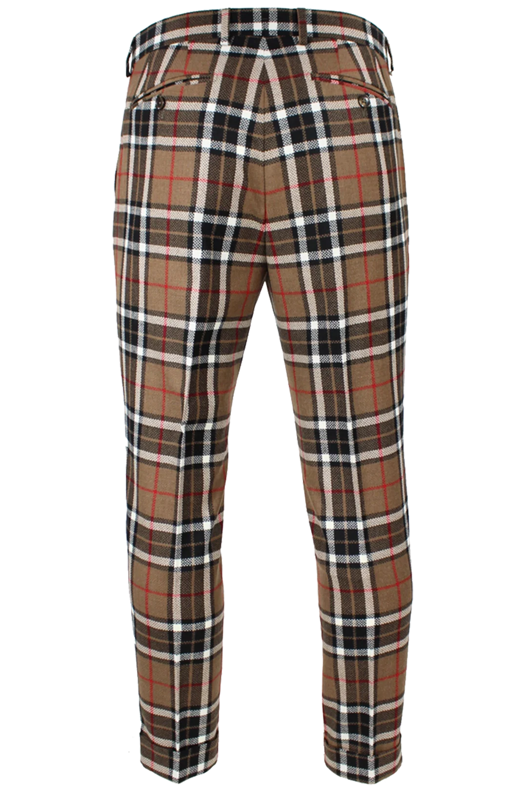 Pantalone con Pince in Lana Tartan - Made in Italy | PROGETTO DUE