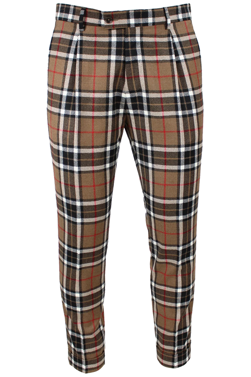 Pantalone con Pince in Lana Tartan - Made in Italy | PROGETTO DUE