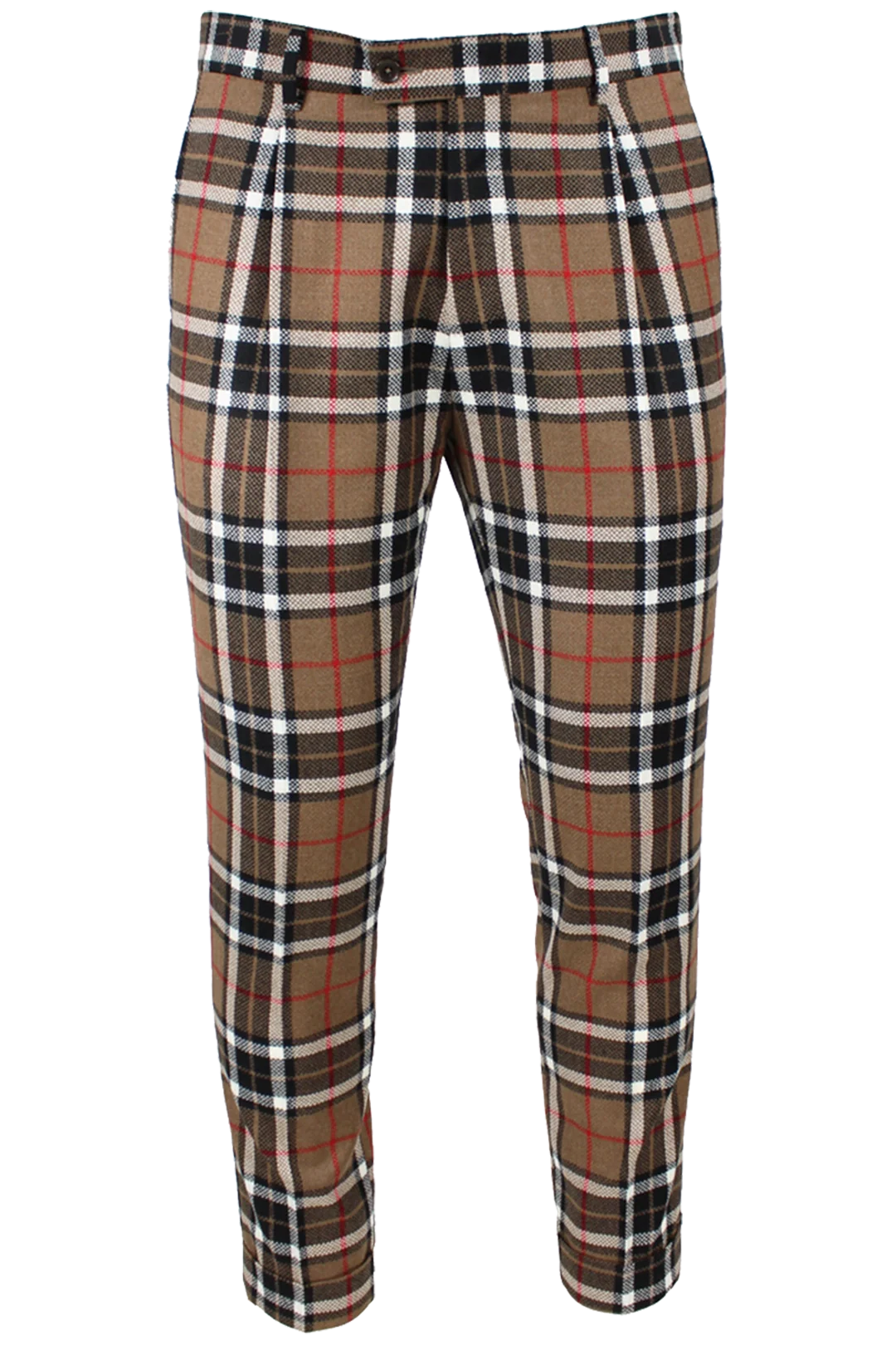 Pantalone con Pince in Lana Tartan - Made in Italy | PROGETTO DUE