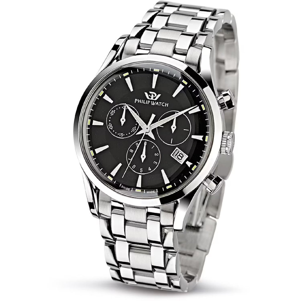 Philip Watch R8273908165 – Cronografo al quarzo Swiss Made, nero Sunray 39mm