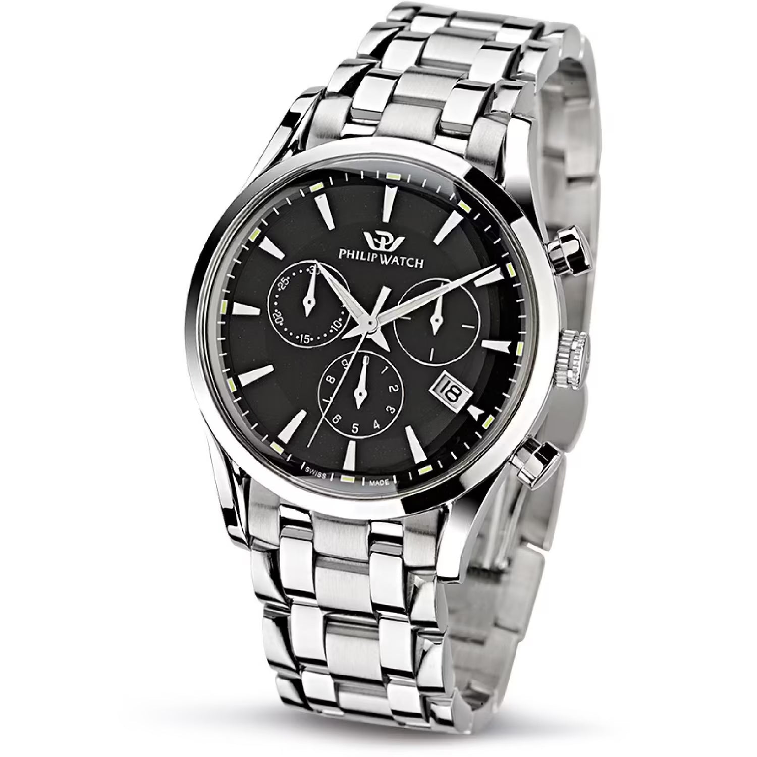 Philip Watch R8273908165 – Cronografo al quarzo Swiss Made, nero Sunray 39mm