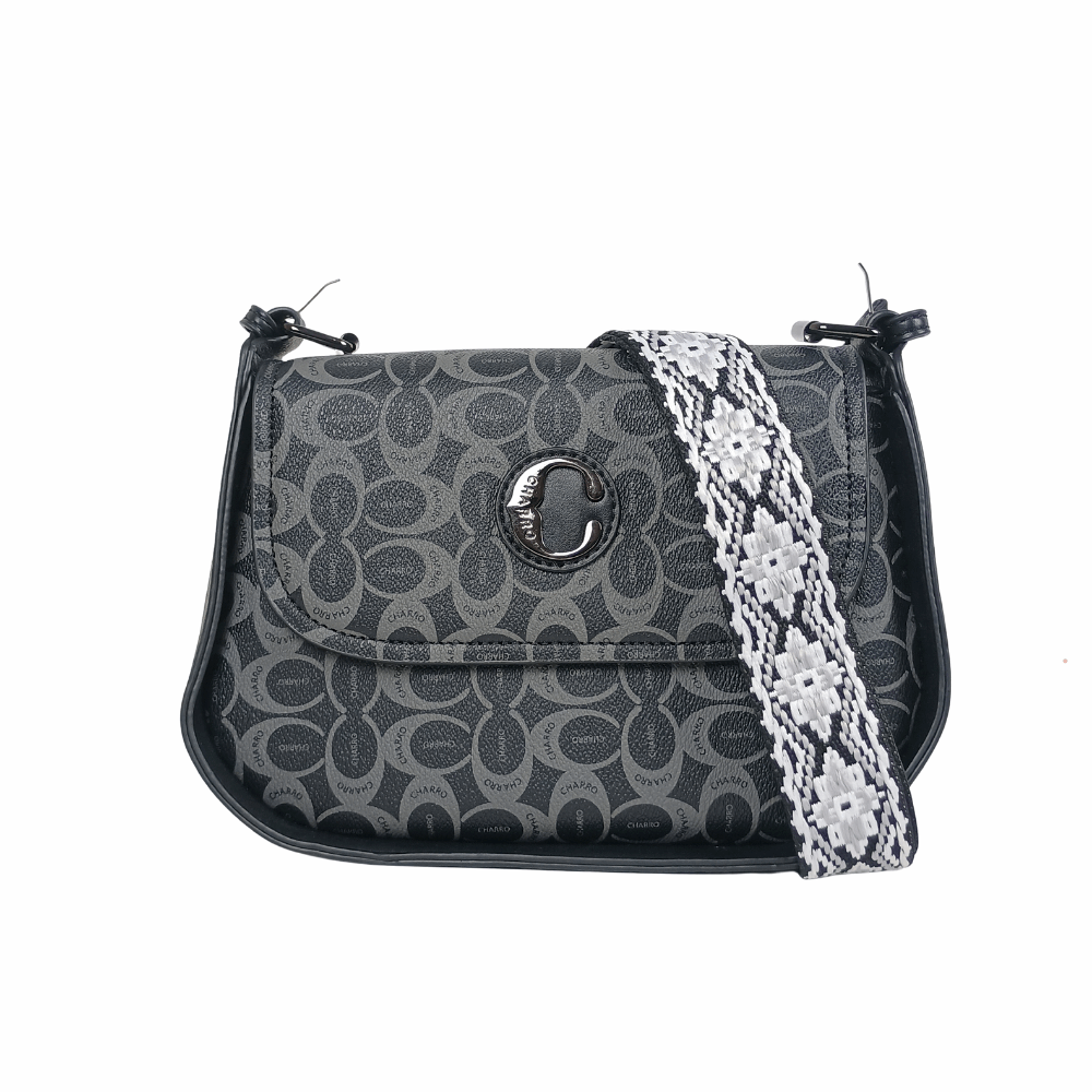 Borsa Saddle Charro MS-3594 Eco-Pelle Donna Nera con Tracolla - Stile Donna