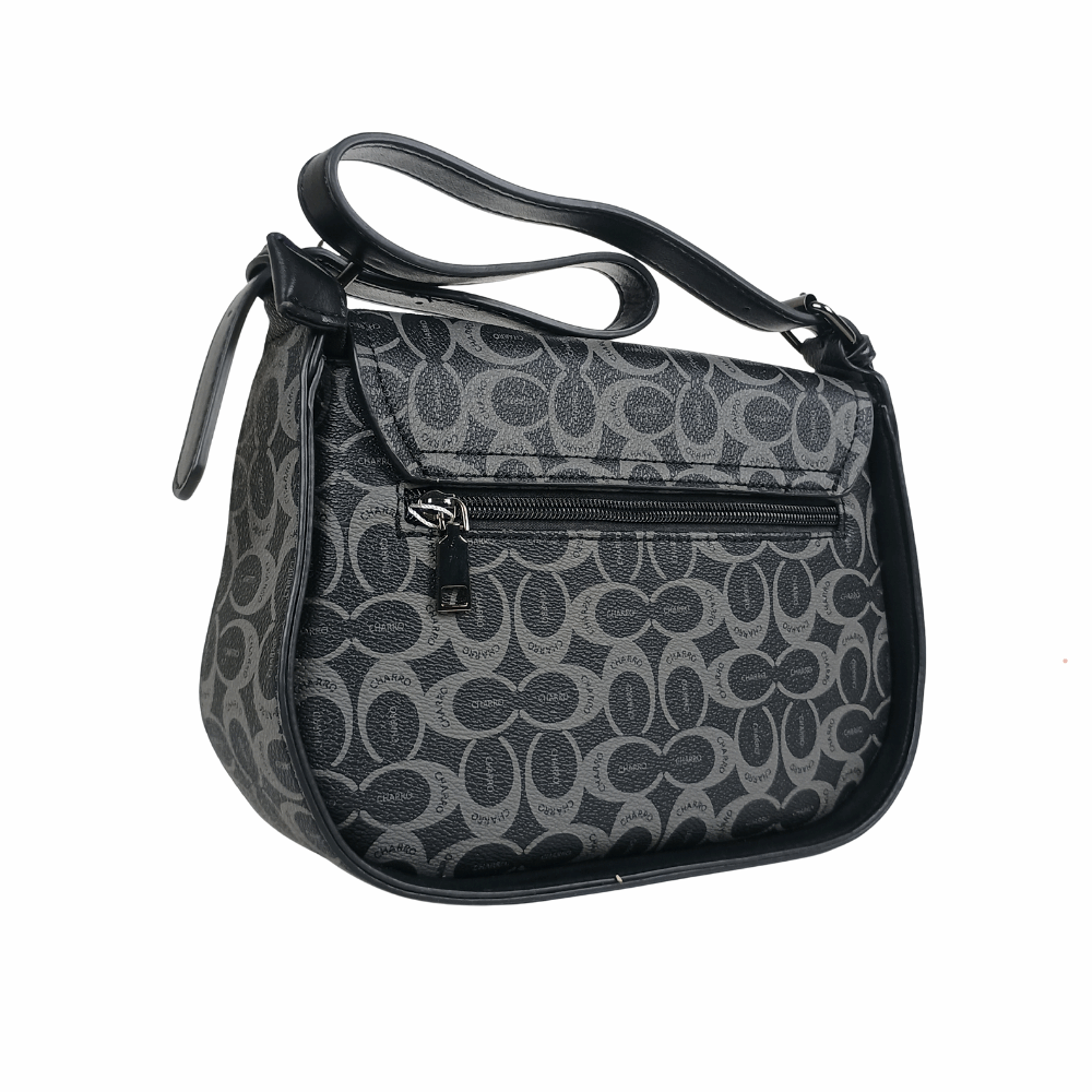 Borsa Saddle Charro MS-3594 Eco-Pelle Donna Nera con Tracolla - Stile Donna