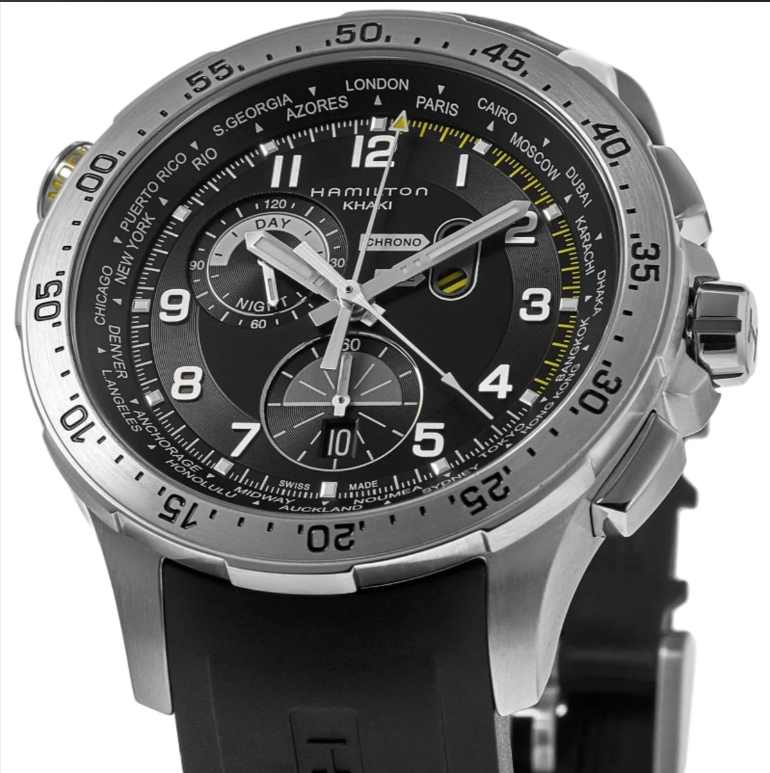 Hamilton Khaki Aviation H76714335 – Cronografo quarzo 45mm con corona a vite e 100m WR